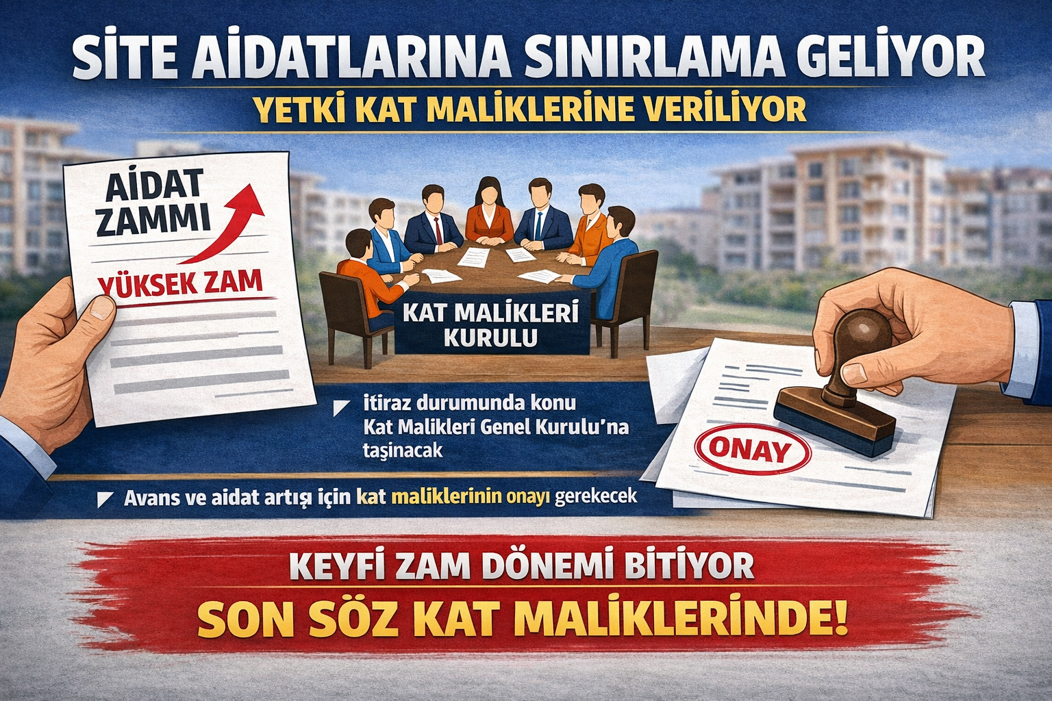 SİTE AİDATLARINA SINIRLAMA GELİYOR YETKİ KAT MALİKLERİNE VERİLİYOR ! 