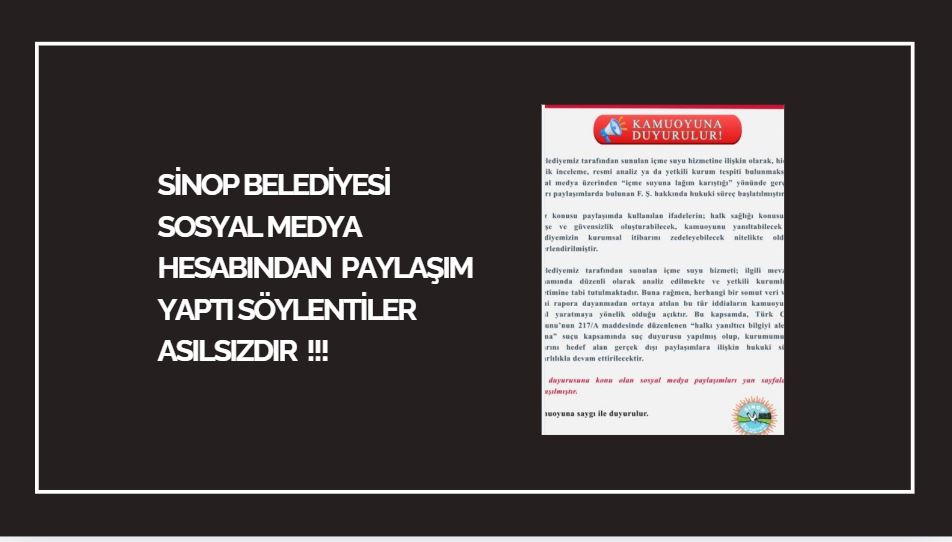 BELEDİYE SONUN DA SOSYAL MEDYA HESABINDAN AÇIKLAMA YAPTI