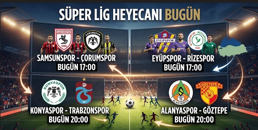 BUGÜN  SÜPER LİG DE  4 KARŞILAŞMA VAR
