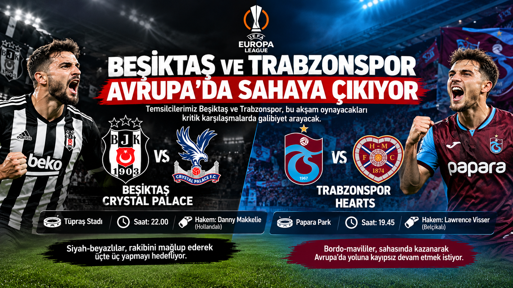 Beşiktaş ve Trabzonspor Avrupa’da sahaya çıkıyor